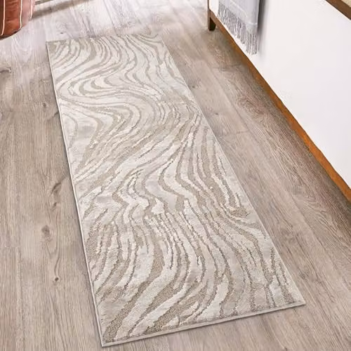 Desire Rugs Modern Rectangular Hallway Runner Rug in Brown and Beige, W: 60 cm, L: 220 cm