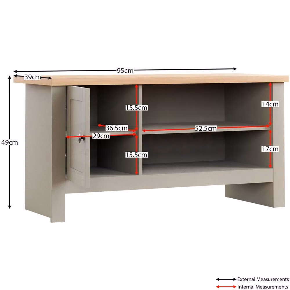 SPETLEK Modern TV Cabinet Stand and Sideboard with 1 Door in Grey and White – 2