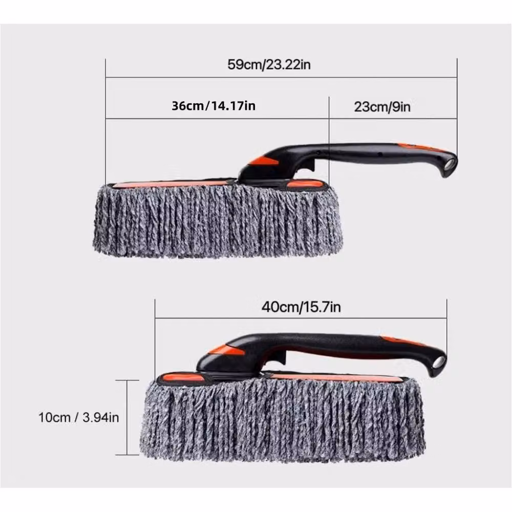 NESTLUNE Microfibre Car Cleaning Brush Mop with Telescopic Long Handle, Red, W: 15 cm, H: 100 cm – 2