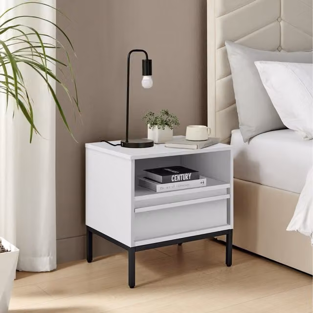 FurnitureboxUK Svit Scandinavian Style Storage Bedside Table in White and Black