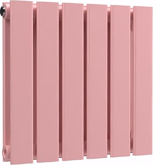 Lux Heat Double Flat Horizontal Wall Mounted Steel Radiator in Pink, W: 42 cm, H: 42 cm