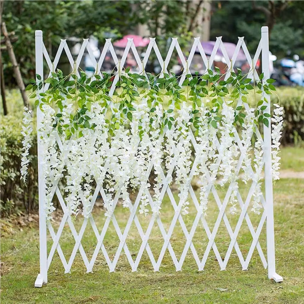 ExtraStar 12 Stems White and Green Wisteria Vine Garland with Silk Flowers and Foliage for Wedding and Party Decoration – 4