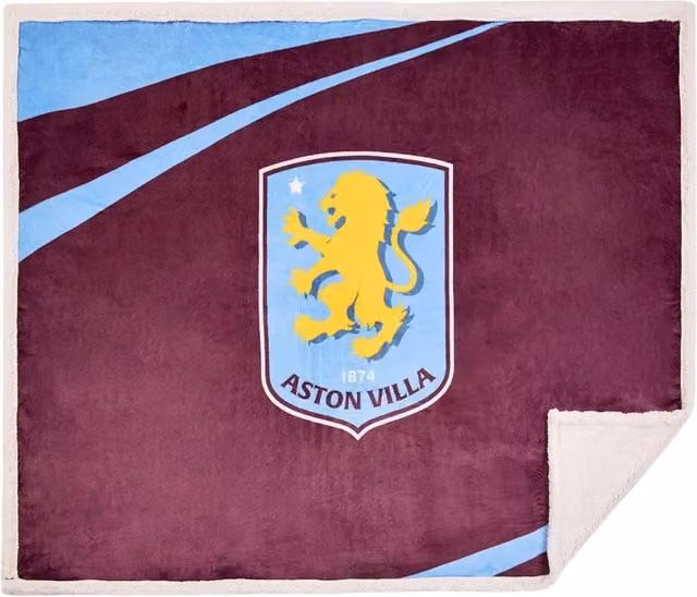 Aston Villa FC Fluffy Sherpa Fleece Blanket in Burgundy and Red