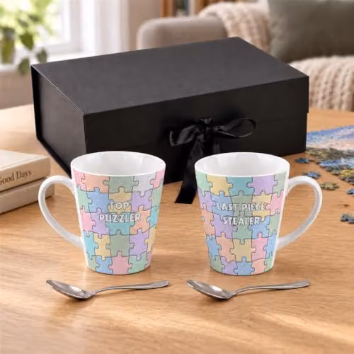 Purely Home Multicolour Ceramic Puzzle Latte Mugs Set – 2