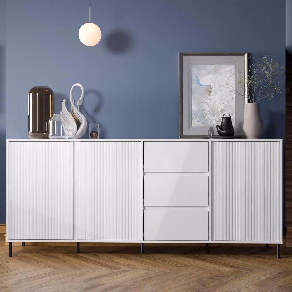 Furniture To Go Avenale Sideboard with 3 Doors and 3 Drawers in Alpine White High Gloss – 2