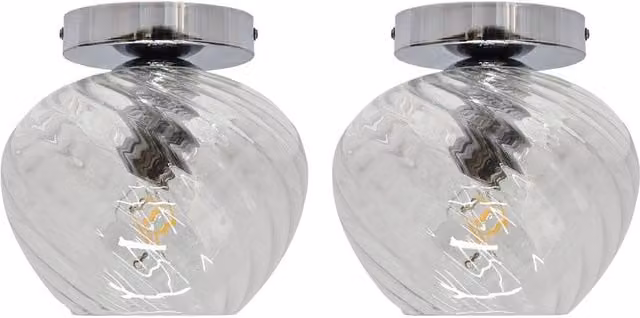 First Choice Lighting Set of 2 Bradson Chrome Ceiling Lights with Transparent Glass