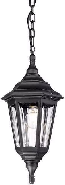 Netlighting Kinsale Black Coastal Outdoor Ceiling Lantern with Transparent Glass, IP43, E27