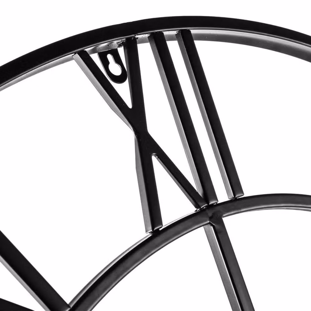 Kelvenix Black Round Outdoor Garden Wall Clock with Silent Quartz Movement and Roman Numerals, Diameter: 40 cm – 3