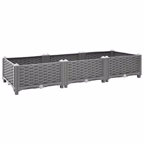 vidaXL Grey Plastic WPC Raised Bed W: 120 cm, D: 40 cm, H: 23 cm – 1