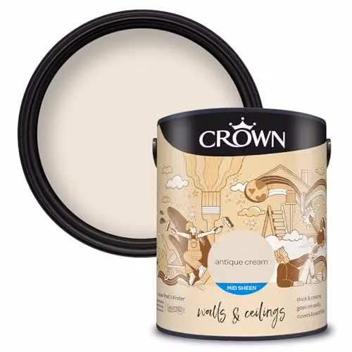 Crown Walls & Ceilings Kitchen & Bathroom Paint, Mid Cream, 5L – 1