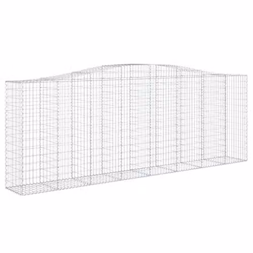 vidaXL Arched Gabion Baskets, 9 Piece Set, Silver Galvanised Steel, W: 400 cm, D: 50 cm, H: 140/160 cm