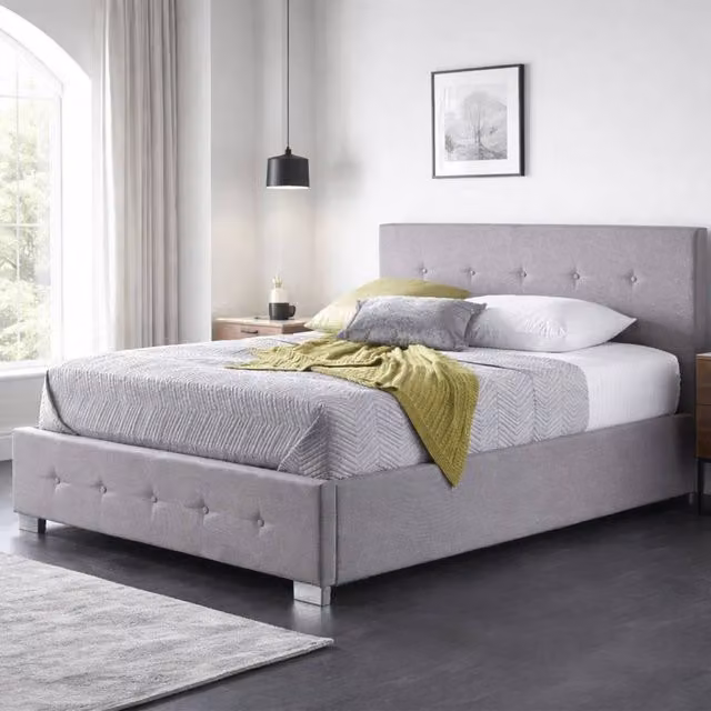 Aspire Richmond Ottoman Storage Bed Frame in Grey Velvet Fabric, Single, W/D/H: 90 x 200 cm