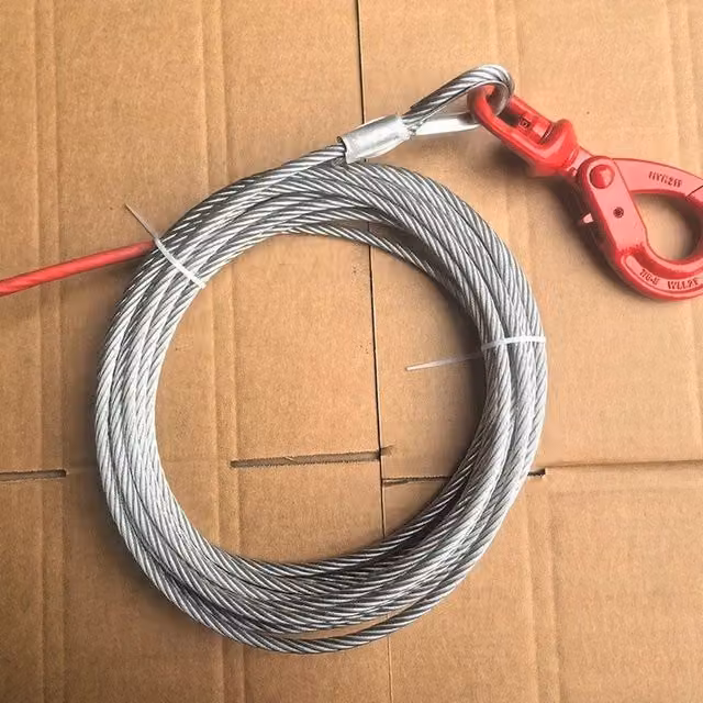 NESTLUNE Silver Galvanised Steel Wire Rope Cable with Sling Hook Rigging Recovery
