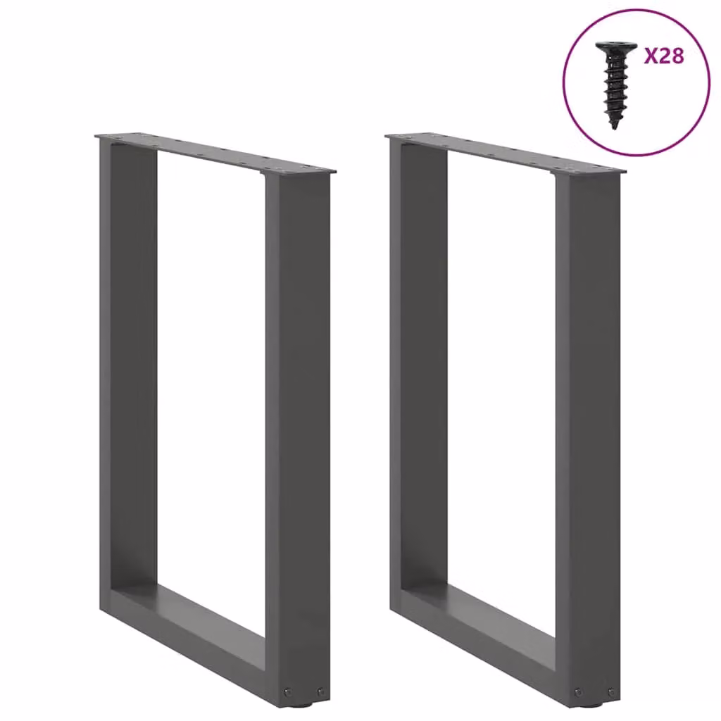 Berkfield Home U-Shaped Steel Coffee Table Legs, 2 Pieces, Anthracite Black, H: 70-73 cm x W: 70 cm – 2