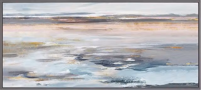 Perch & Parrow Tidal Tranquility Blue Abstract Nature Framed Canvas Wall Art