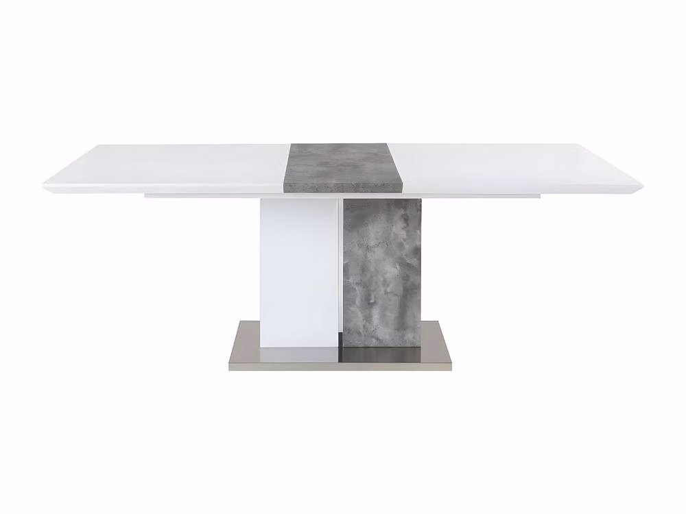 Vente-unique Extendable Rectangular Dining Table in Grey and White with Butterfly Leaf and Central Column, W/D/H: 100 x 90 x 75.5 cm – 2