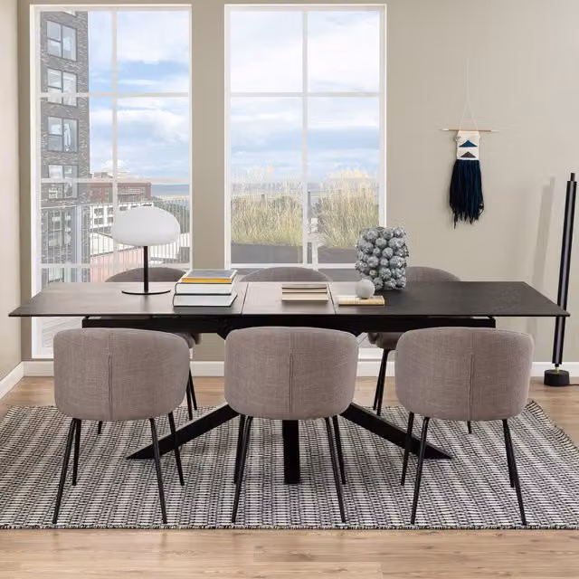 Furniture To Go Heaven Extendable Rectangular Dining Table with Matt Black Ceramic Top, 200 cm