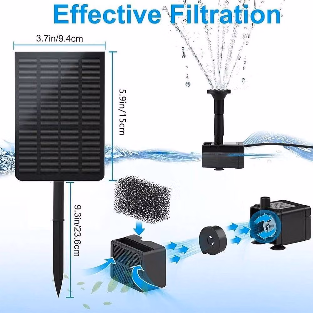 FLAVORA Floating Solar Fountain Pump for Garden Ponds in Black – 3