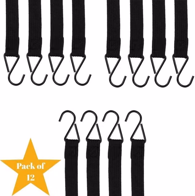 SPETLEK Pack of 12 Heavy Duty Black Latex Bungee Cords, 2m Length
