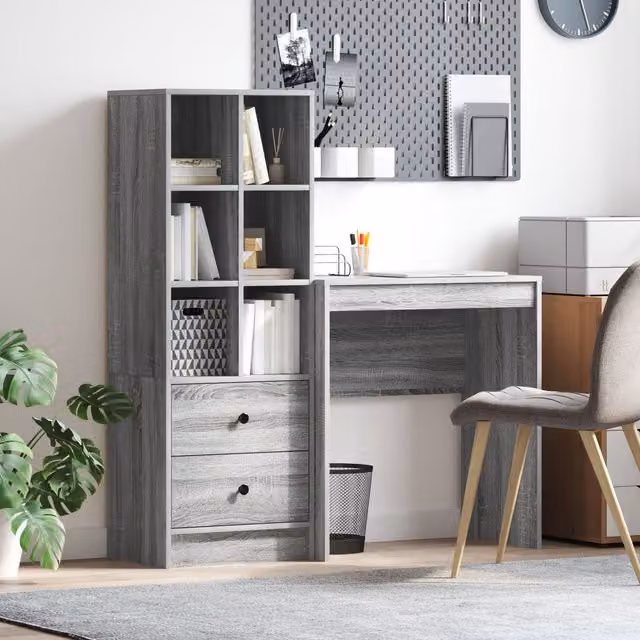 Berkfield Modern Writing Desk with Storage in Grey – 1