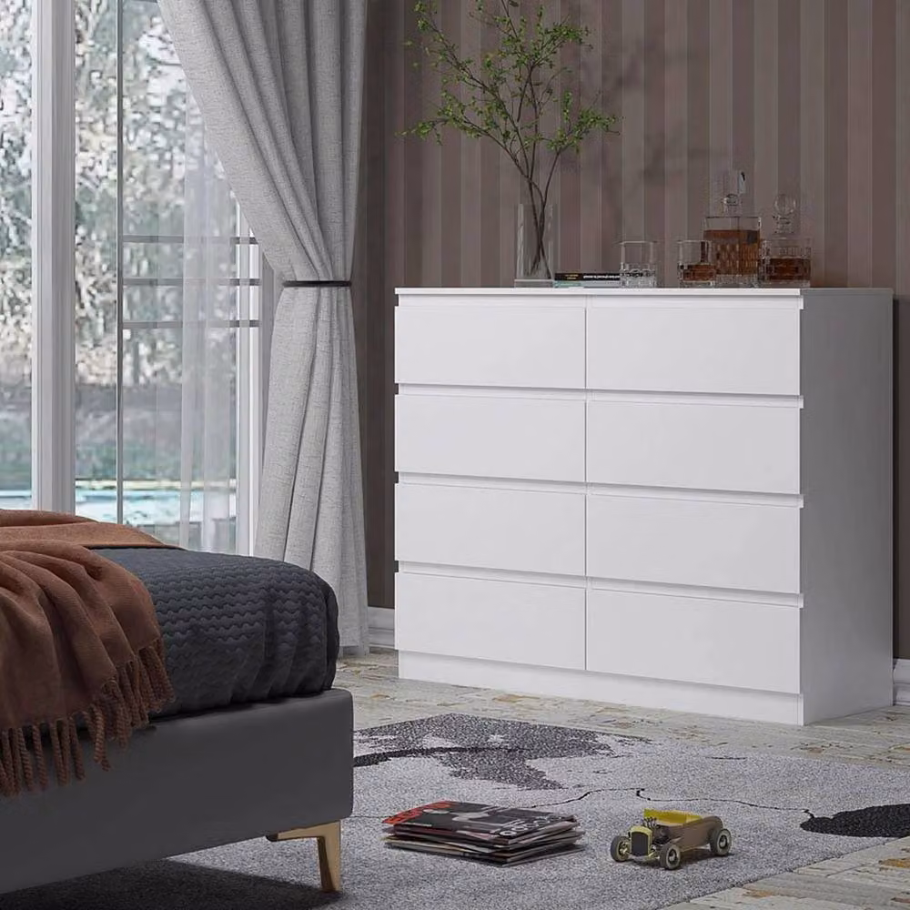 FORGEVIO Modern 8 Drawer Chest of Drawers in Matt White – 2