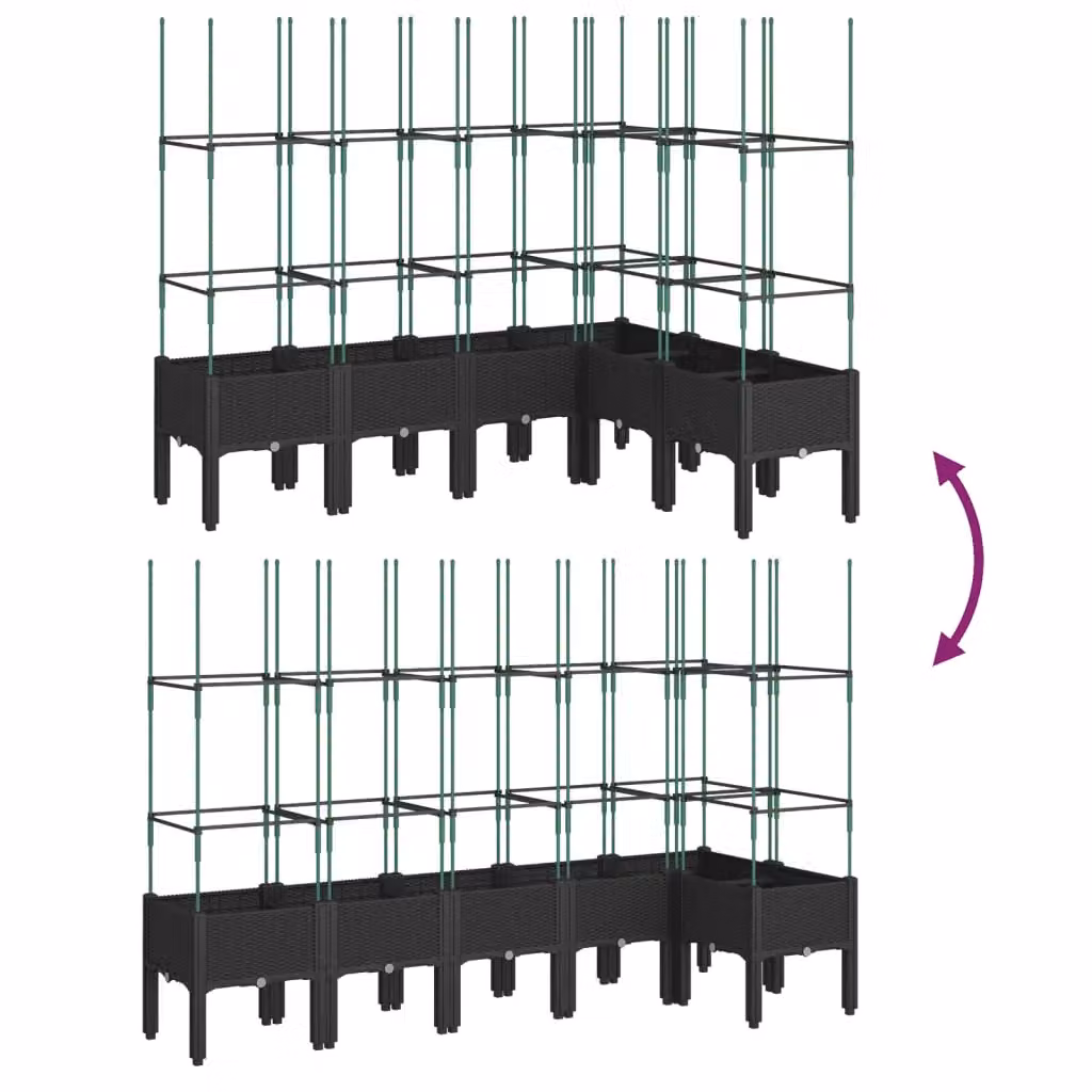 Berkfield Home Garden Planter with Trellis in Black, W: 160 cm, D: 120 cm, H: 142.5 cm – 3