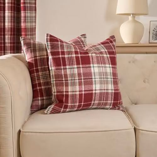 OHS Red Dorset Woven Check Square Cushion Covers, Set of 4, W/D/H: 45 x 45 x 45 cm – 2