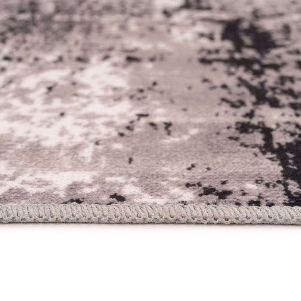Kukoon Black and White Abstract Soft Chenille Washable Living Room Area Rug, W: 160 cm, D: 230 cm – 4