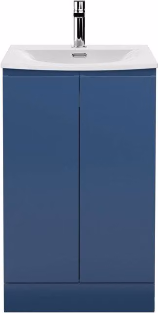 Balterley Mavesyn Contemporary Wall Mounted 2 Door Vanity Basin Unit, Blue, W: 50 cm