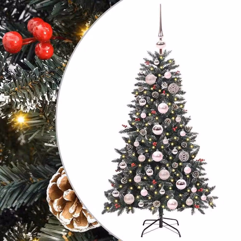 Berkfield Home Artificial Christmas Tree with 150 LEDs, Green, W/D/H: 68 x 68 x 120 cm – 2