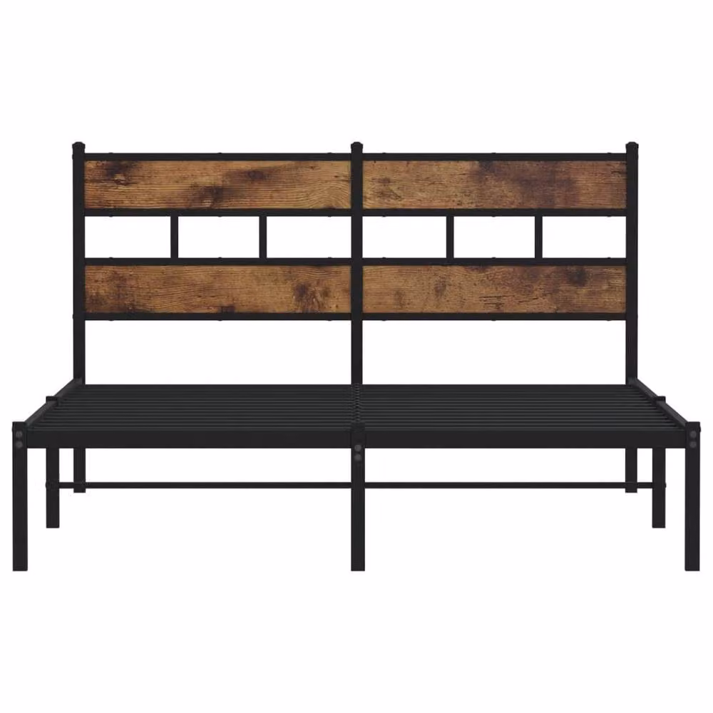 Berkfield Home Metal Bed Frame in Smoked Oak Brown, W: 140 cm, L: 200 cm – 3