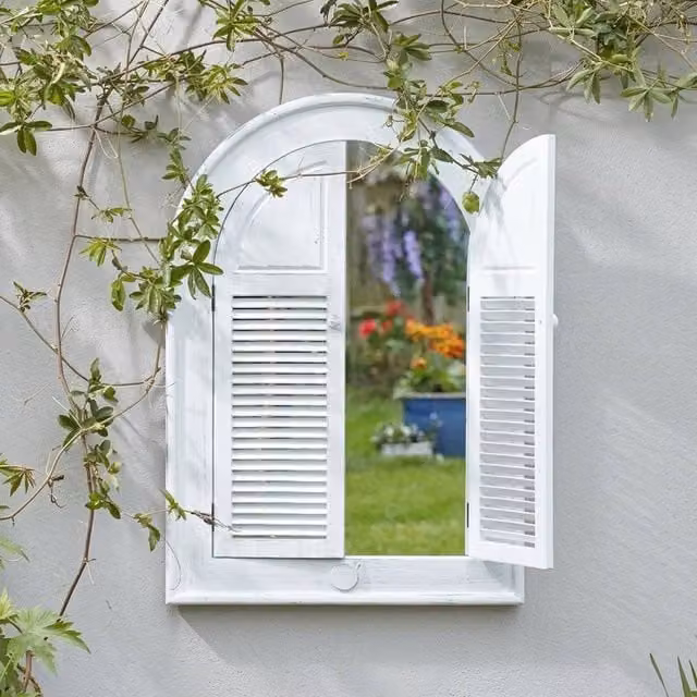 Garden Greatness Louvre Classic Shutter Garden Mirror in Silver