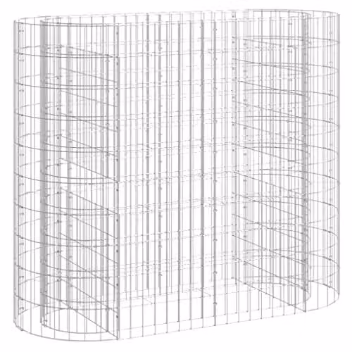 vidaXL Silver Galvanised Steel Stone Gabion Raised Bed W/D/H: 120 x 50 x 100 cm