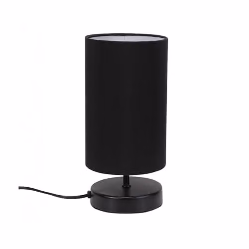 ValueLights Francis Dimmable Touch Table Lamp with Black Fabric Shade and Metal Cylinder Base