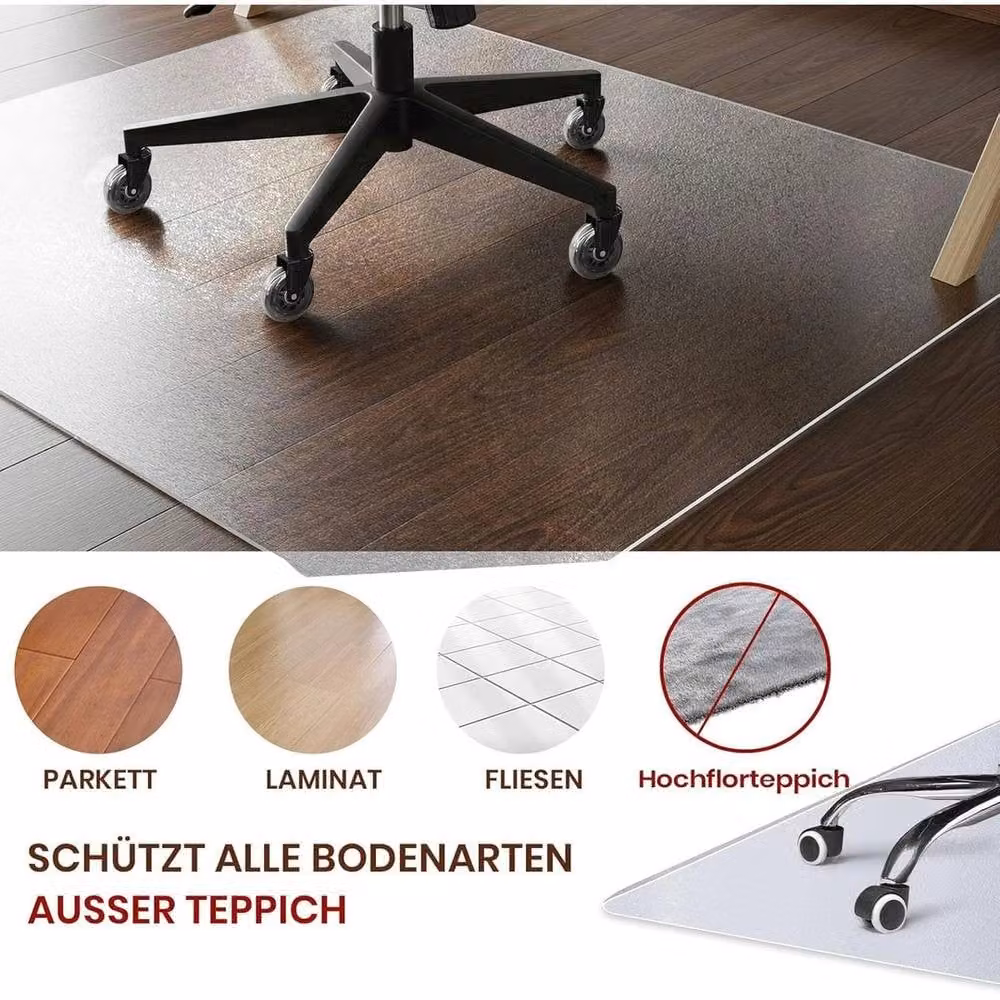 FLAVORA Transparent Clear PVC Floor Protector Mat, Diameter: 100 cm – 3