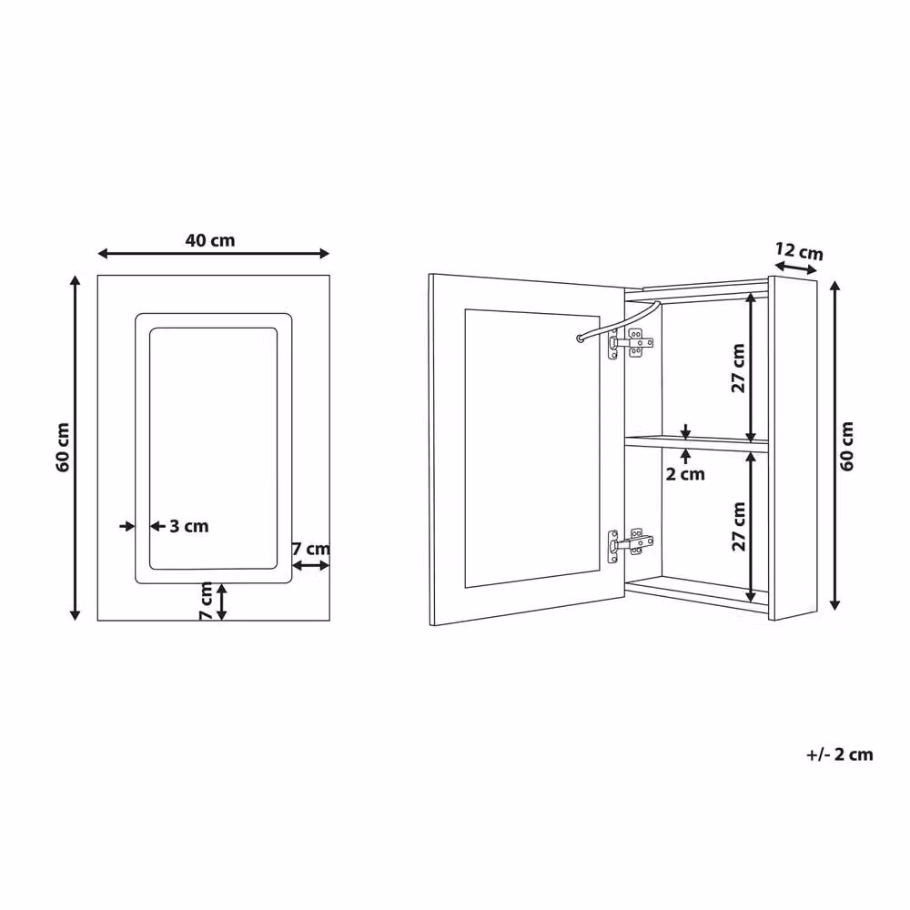 Wyld and Coco LED Bathroom Mirror Cabinet, White, W/H: 40 x 60 cm – 2