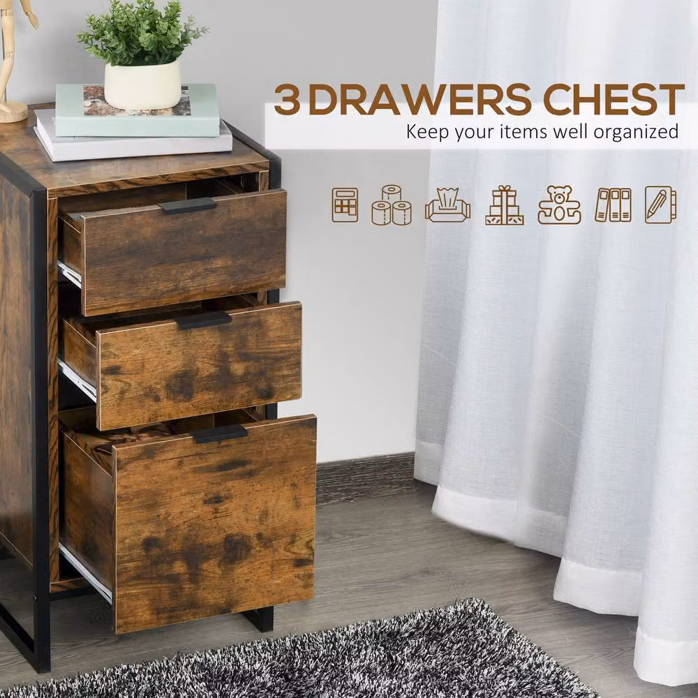 STILVORA Industrial Chest of Drawers with Metal Frame in Rustic Brown – 2