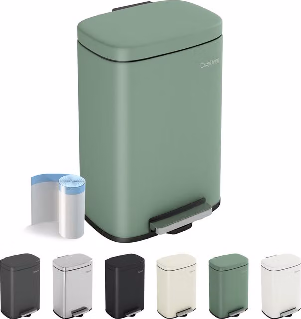 CozyLiving 12L Pedal Bin with Removable Inner Bucket in Green