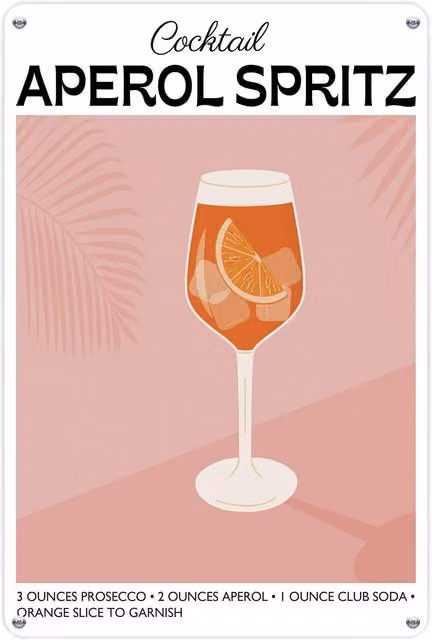 Purely Home Pink Cocktail Recipe Metal Wall Plaque with Modern Typography