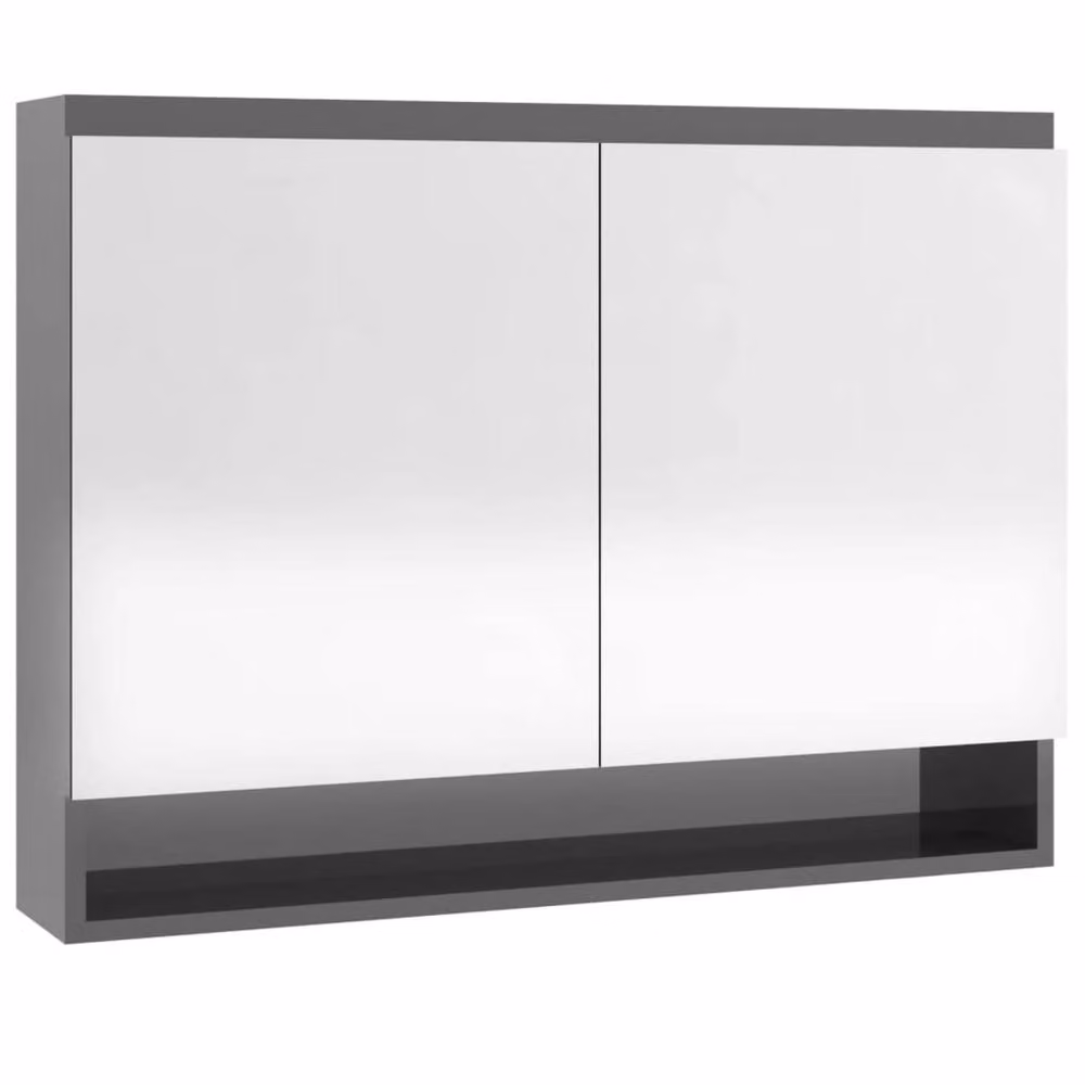 Berkfield Home Modern Bathroom Mirror Cabinet in Glossy Grey, W: 80 cm, D: 15 cm, H: 60 cm – 4