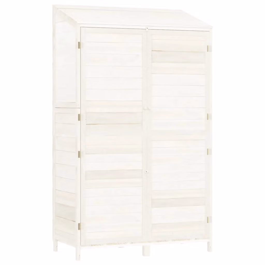 Berkfield Home White Pent Garden Shed in Solid Wood, W/D/H: 102 x 52 x 174.5 cm – 2