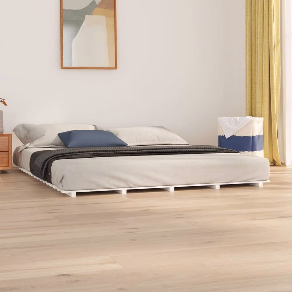Berkfield Home Beautiful Bed Frame in White Solid Pine Wood, W/D/H: 160 x 200 cm – 1