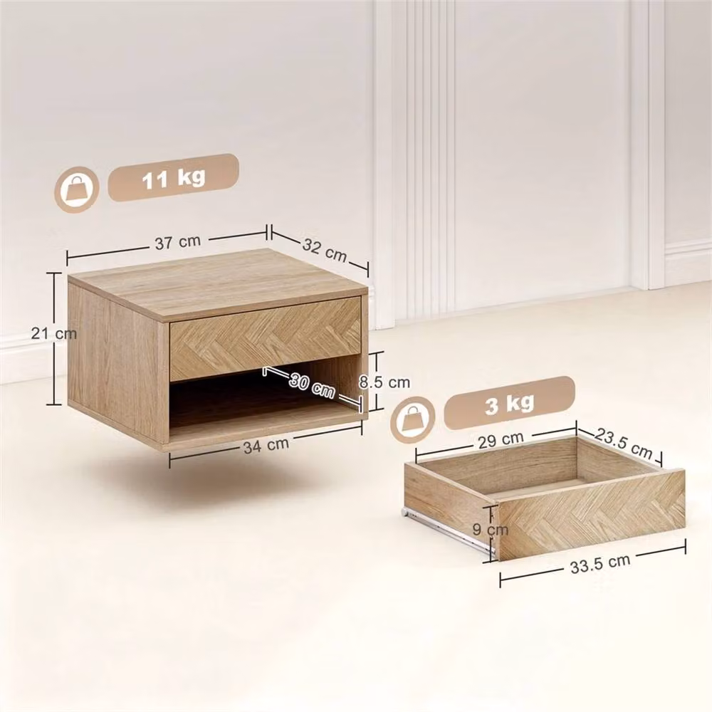Nordara Set of 2 Brown Wall-Mounted Floating Nightstands – 2