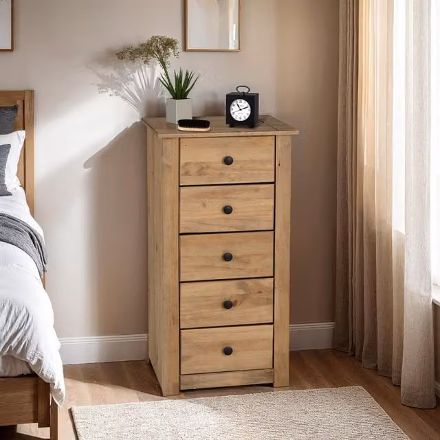 Seconique Panama 5 Drawer Chest of Drawers in Waxed Pine