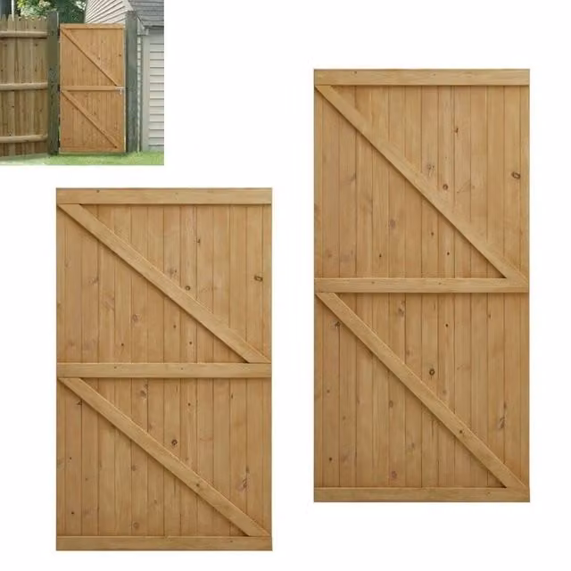 NESTLUNE Brown Pressure Treated Wooden Pedestrian Garden Gate, W: 100 cm, H: 182.88 cm – 1