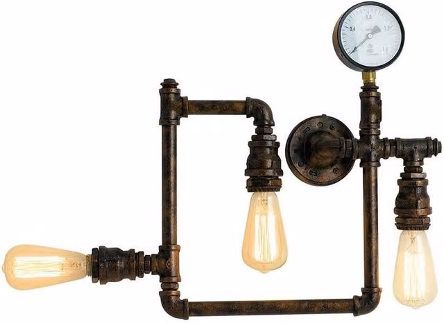 Netlighting AMARCORD Industrial 3 Light Semi Flush Ceiling Light in Brown, W: 48 cm, D: 44 cm