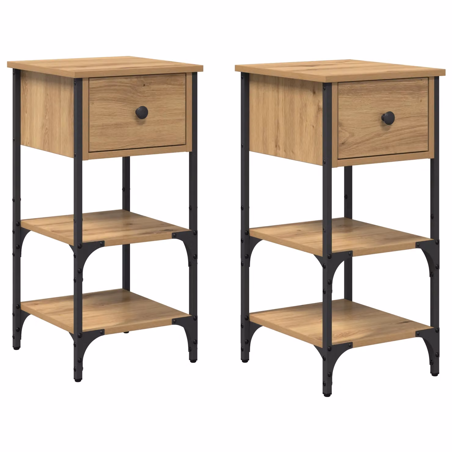 Berkfield Home Artisan Oak Bedside Cabinets, 2 Piece Set in Beige, W/D/H: 34 x 36 x 70 cm – 2
