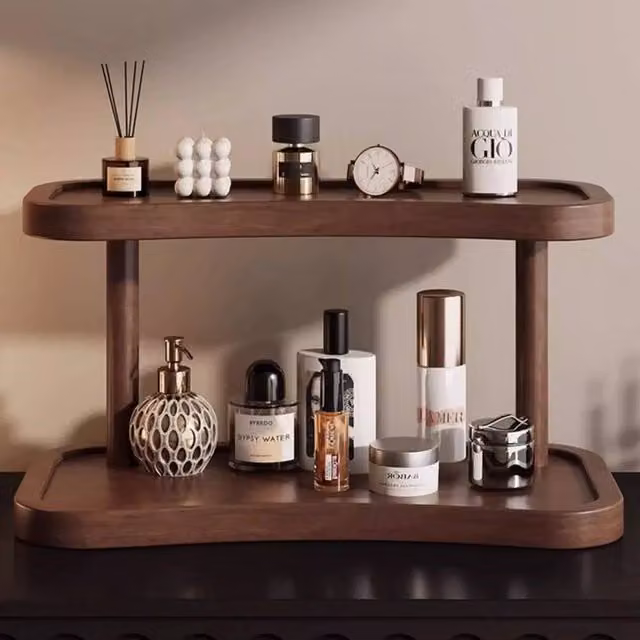 EONLION S Walnut and Bamboo Desk Organiser Shelf, Brown, Width: 100 cm