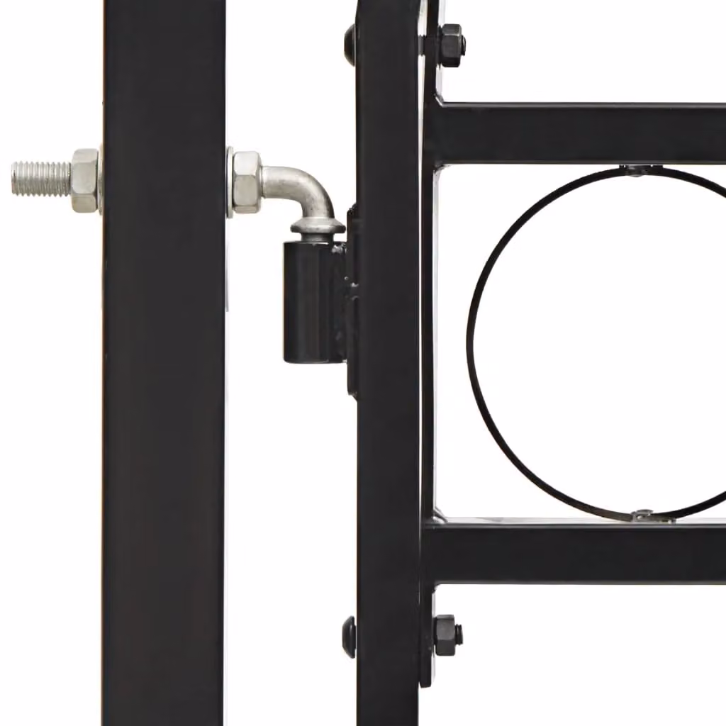 Berkfield Home Steel Double Swing Fence Gate with Arched Top, Black, W: 400 cm, H: 200 cm – 2