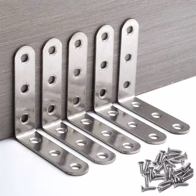 NESTLUNE 10-piece Stainless Steel L-shaped Corner Brackets in Silver – 1